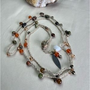 Crochet beaded necklace Boho necklace Bohemian style necklace